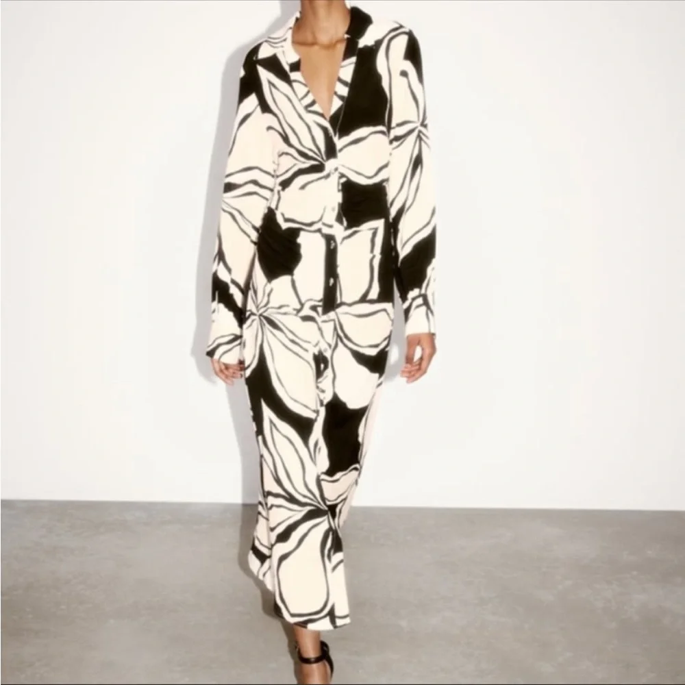 Zara black and white floral dress - Picture 4 of 10